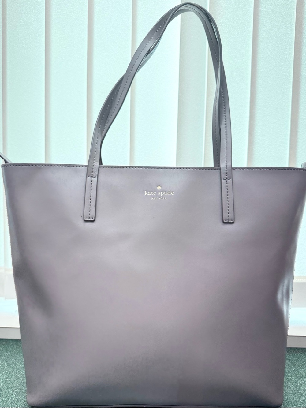 kate spade gray-lavender leather tote